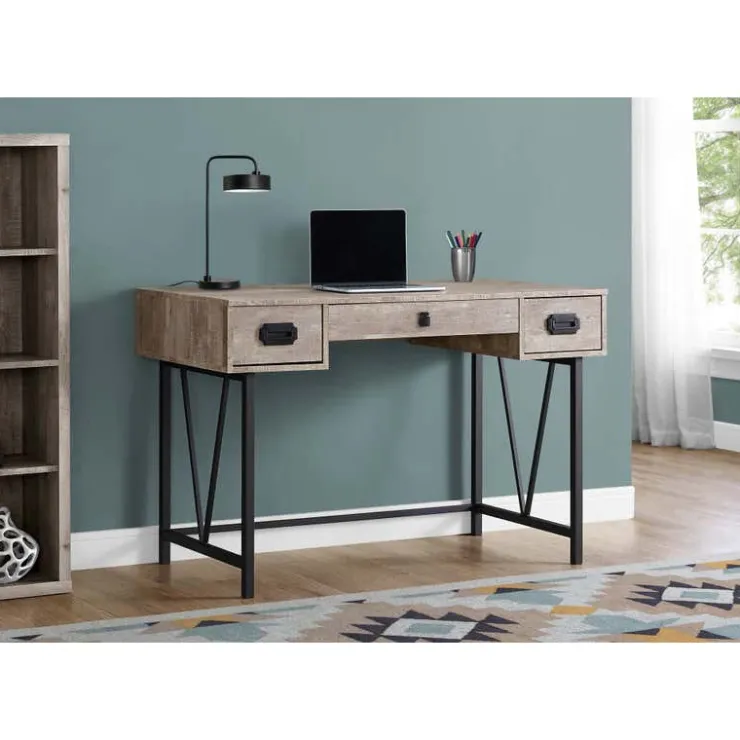 Monarch Computer desk - 48"l / reclaimed wood / black metal - Taupe New