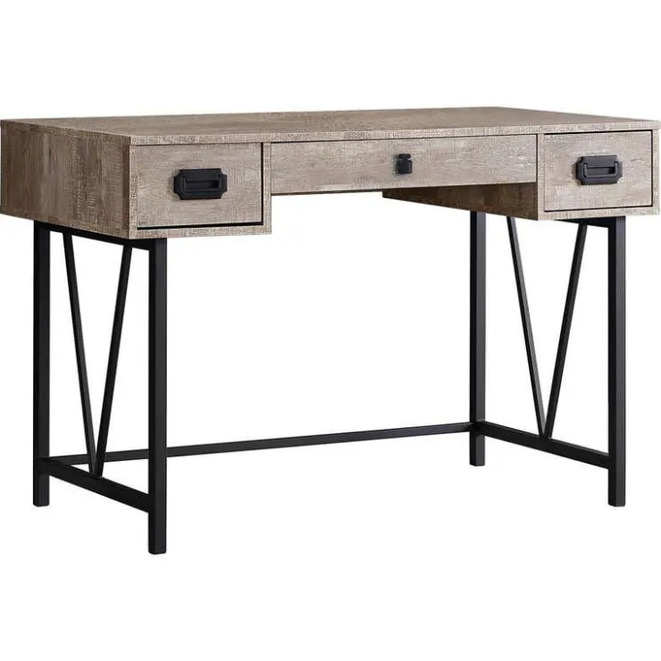 Monarch Computer desk - 48"l / reclaimed wood / black metal - Taupe New