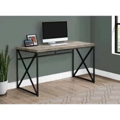 Monarch Computer desk - 48"l / reclaimed wood / black metal - Taupe