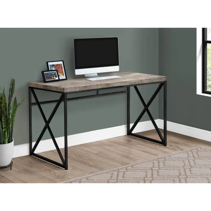 Monarch Computer desk - 48"l / reclaimed wood / black metal - Taupe