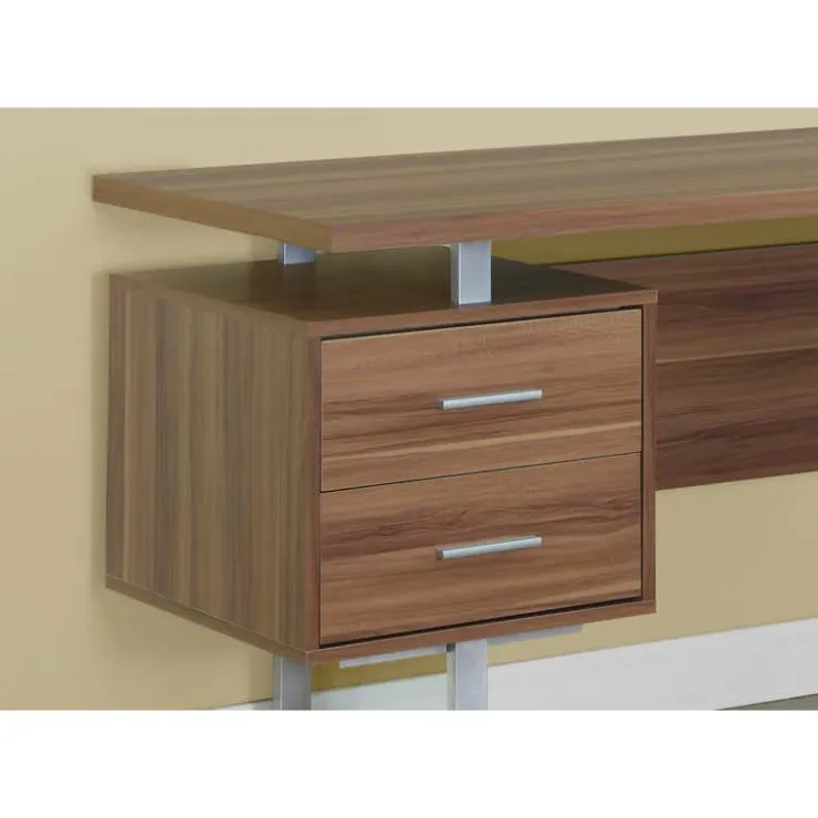 Monarch Computer desk - 60"l / / silver metal - Walnut Discount