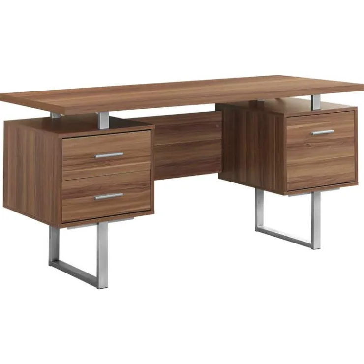 Monarch Computer desk - 60"l / / silver metal - Walnut Discount