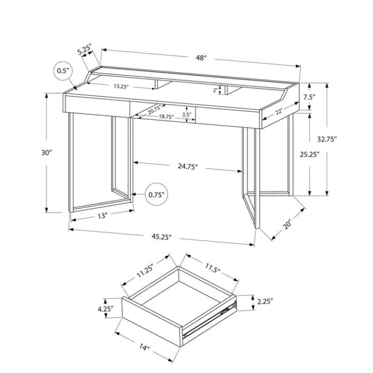 Monarch Computer desk - 48"l / / silver metal - White Online