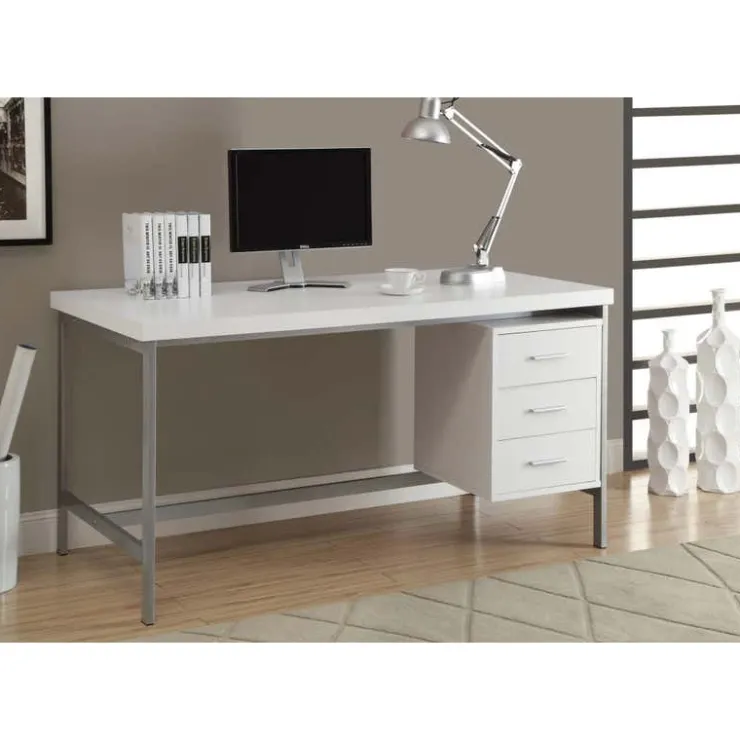 Monarch Computer desk - 60"l / / silver metal - White Online