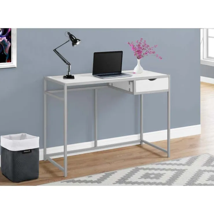 Monarch Computer desk - 42"l / / silver metal - White Discount
