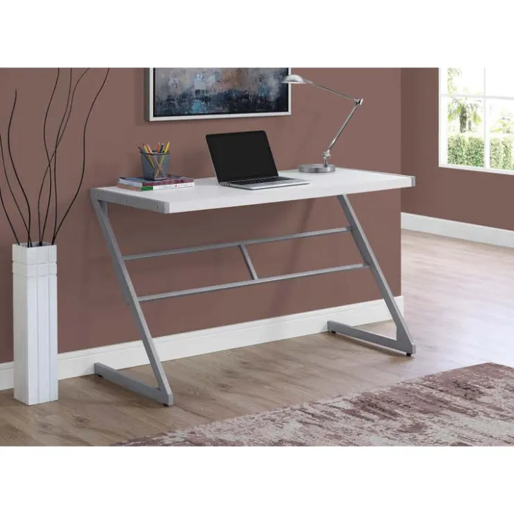 Monarch Computer desk - 48"l / / silver metal - White Hot