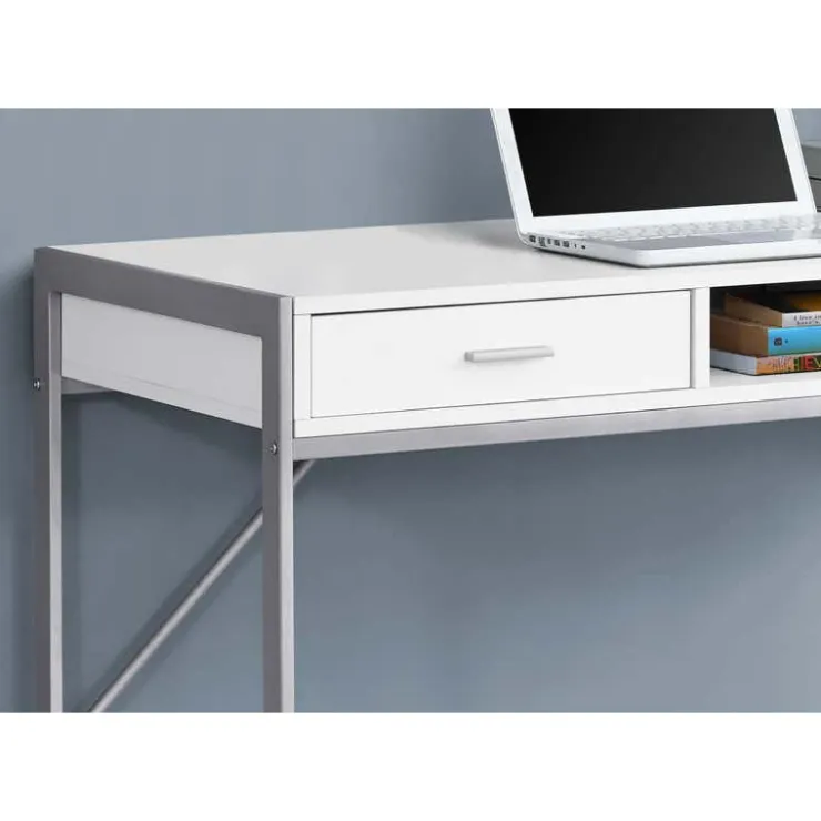 Monarch Computer desk - 48"l / / silver metal - White Outlet