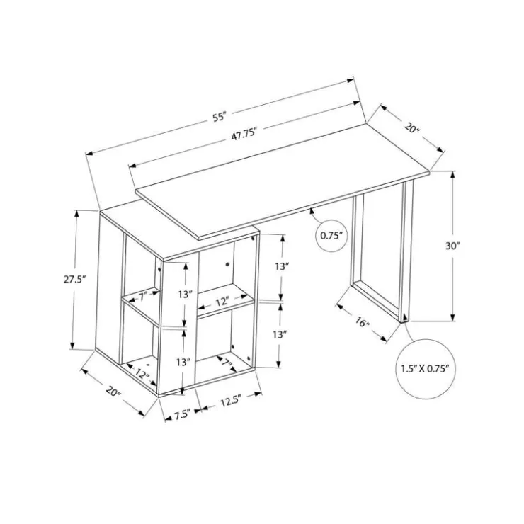 Monarch Computer desk - 55"l / left or right facing - White Discount