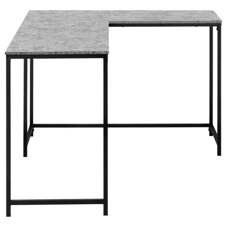 Monarch Computer desk - 58"l/ stone-look/ black metal corner - Grey Clearance