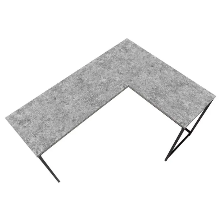 Monarch Computer desk - 58"l/ stone-look/ black metal corner - Grey Clearance