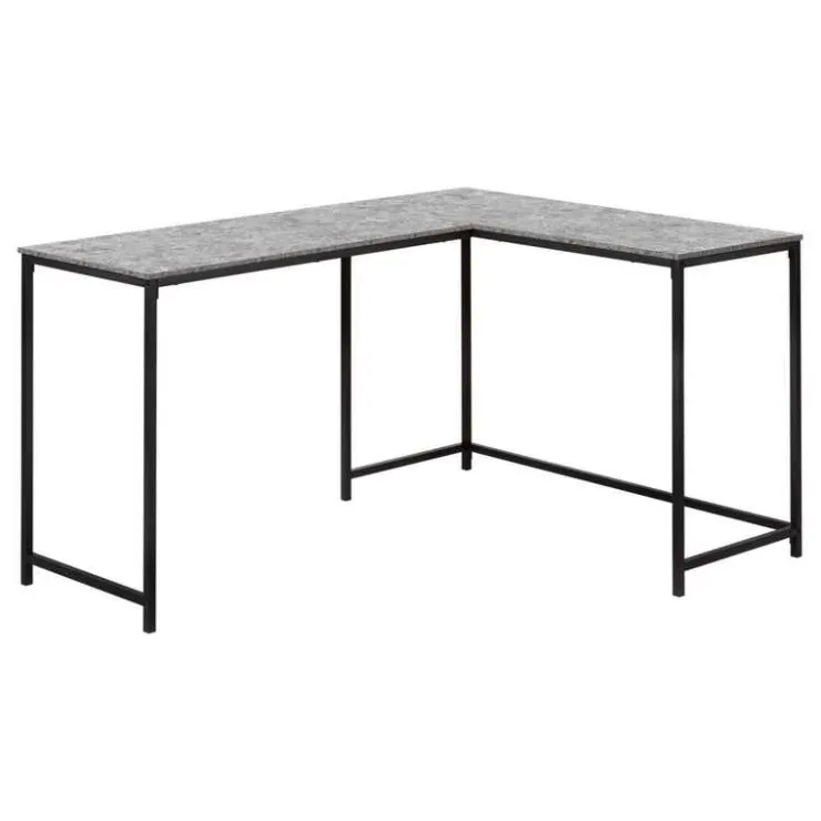 Monarch Computer desk - 58"l/ stone-look/ black metal corner - Grey Clearance