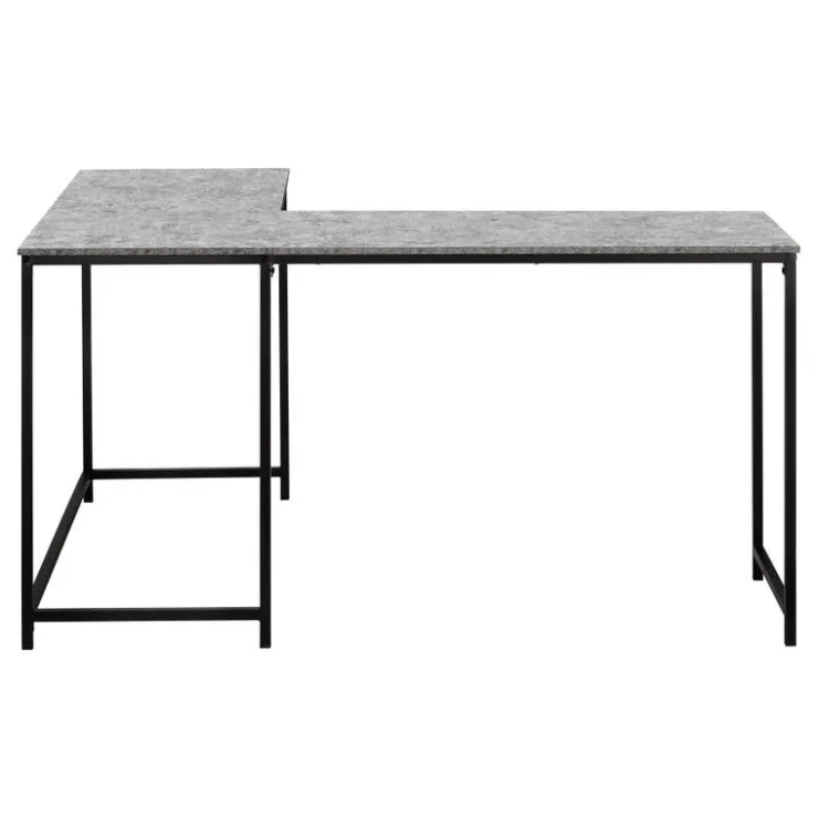 Monarch Computer desk - 58"l/ stone-look/ black metal corner - Grey Clearance