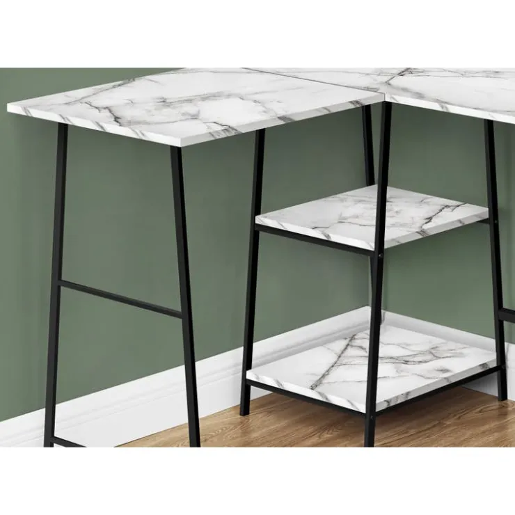 Monarch Computer desk - l-shaped / corner / 2 open shelves / sawhorse style - 47l x 4 - White Sale