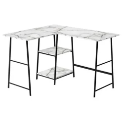 Monarch Computer desk - l-shaped / corner / 2 open shelves / sawhorse style - 47l x 4 - White Sale