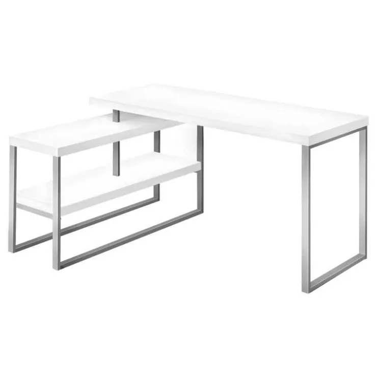 Monarch Computer desk - l-shaped / corner / 2 open shelves / 60"l x 47"w - / si - White Best