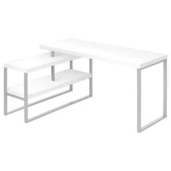 Monarch Computer desk - l-shaped / corner / 2 open shelves / 60"l x 47"w - / si - White Best