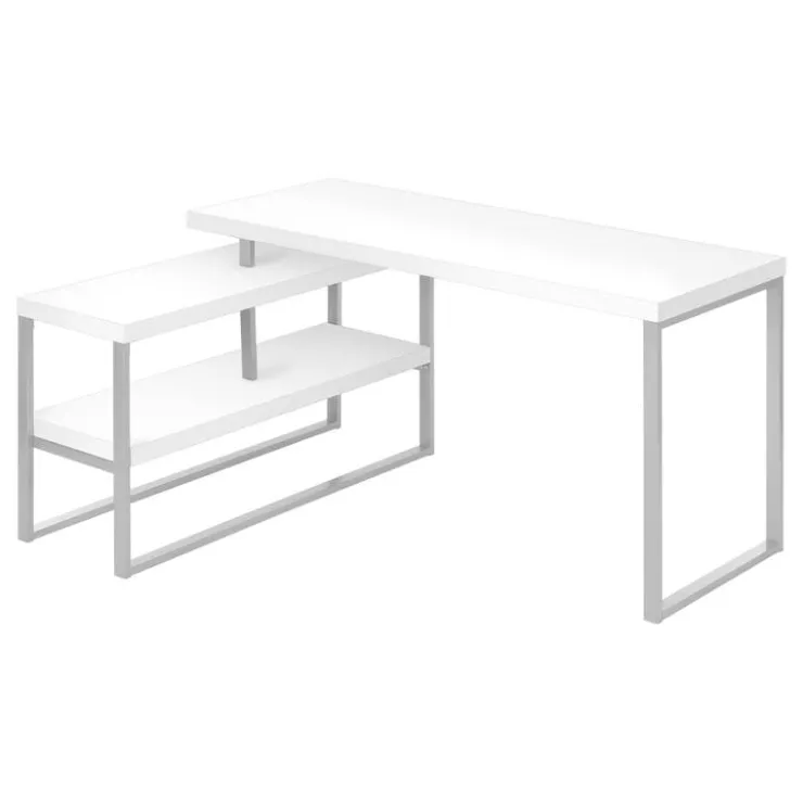 Monarch Computer desk - l-shaped / corner / 2 open shelves / 60"l x 47"w - / si - White Best
