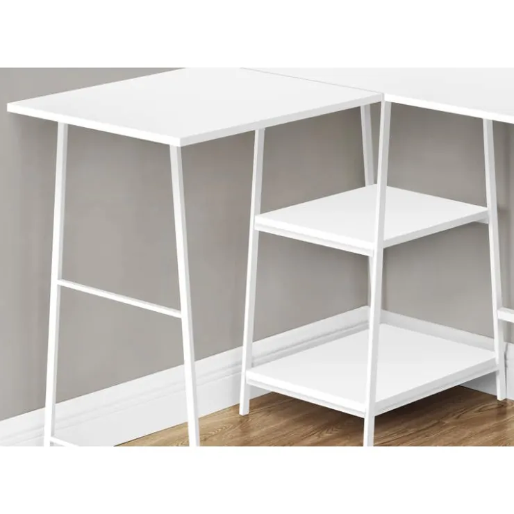 Monarch Computer desk - l-shaped / corner / 2 open shelves / sawhorse style - 47l x 4 - White Outlet