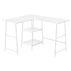 Monarch Computer desk - l-shaped / corner / 2 open shelves / sawhorse style - 47l x 4 - White Outlet