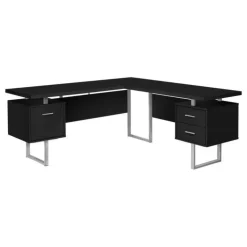 Monarch Computer desk - l-shaped / corner / 3 drawers / metal legs / reversible - 71