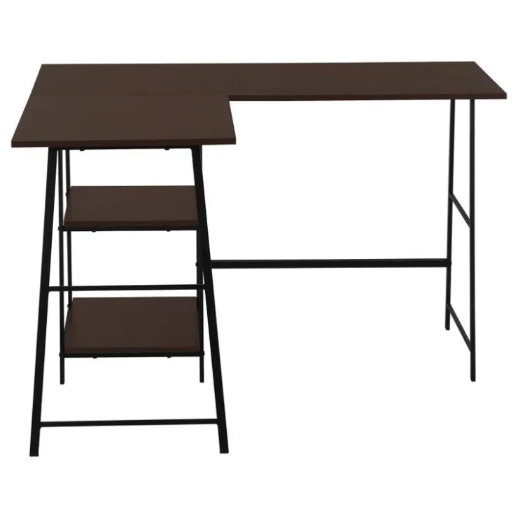 Monarch Computer desk - l-shaped / corner / 2 open shelves / sawhorse style - 47l x 4 - Espresso Sale