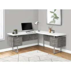Monarch Computer desk - l-shaped / corner / 3 drawers / metal legs / reversible - 71