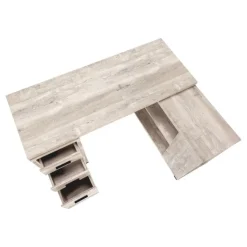 Monarch Computer desk - l-shaped / corner / 3 drawers / 2 open shelves / 3 cubbies - - Taupe New
