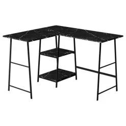 Monarch Computer desk - l-shaped / corner / 2 open shelves / sawhorse style - 47l x 4 - Black Online