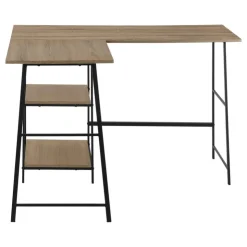 Monarch Computer desk - l-shaped / corner / 2 open shelves / sawhorse style - 47l x 4 - Dark Taupe Hot
