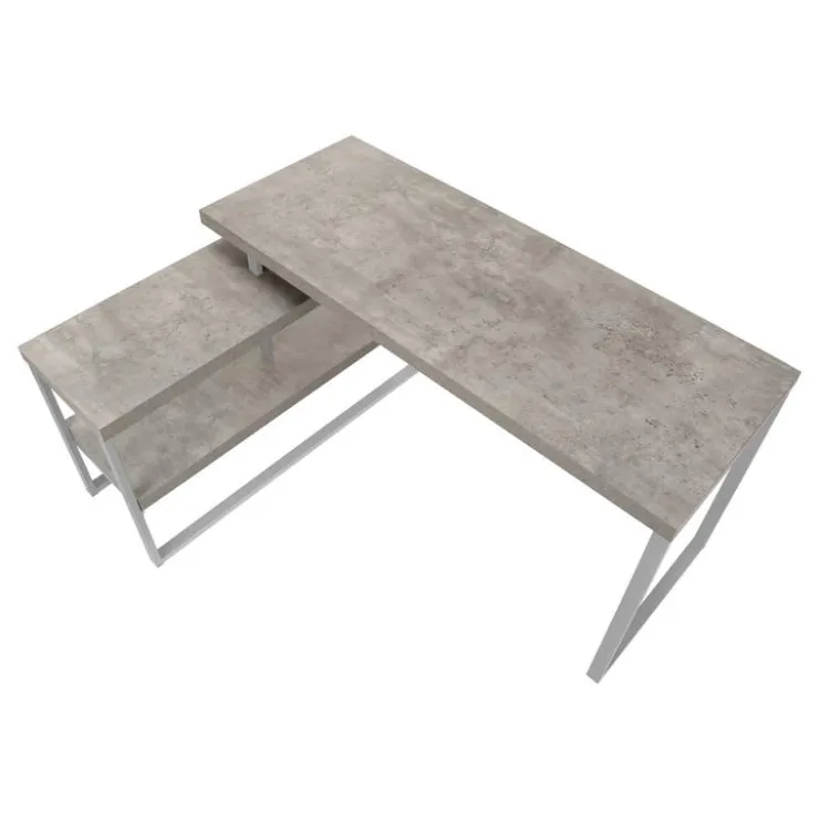Monarch Computer desk - l-shaped / corner / 2 open shelves / 60"l x 47"w - concr - Grey Outlet