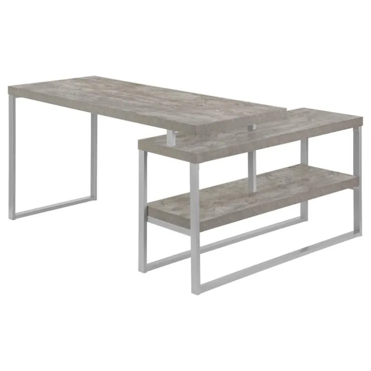 Monarch Computer desk - l-shaped / corner / 2 open shelves / 60"l x 47"w - concr - Grey Outlet