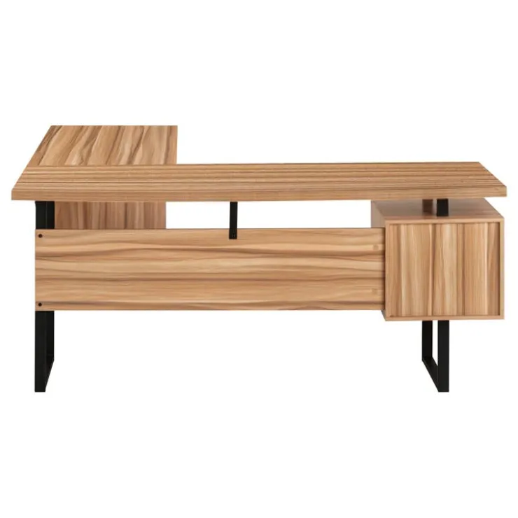 Monarch Computer desk - l-shaped / corner / 3 drawers / metal legs / reversible - 71" - Brown Clearance