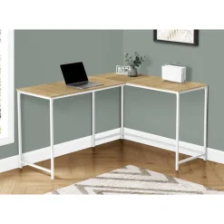 Monarch Computer desk - l-shaped / corner / metal base - 58"l x 44"w - wood-l - Natural New