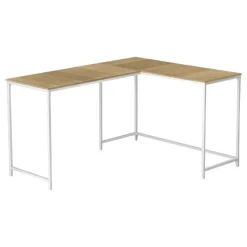 Monarch Computer desk - l-shaped / corner / metal base - 58"l x 44"w - wood-l - Natural New