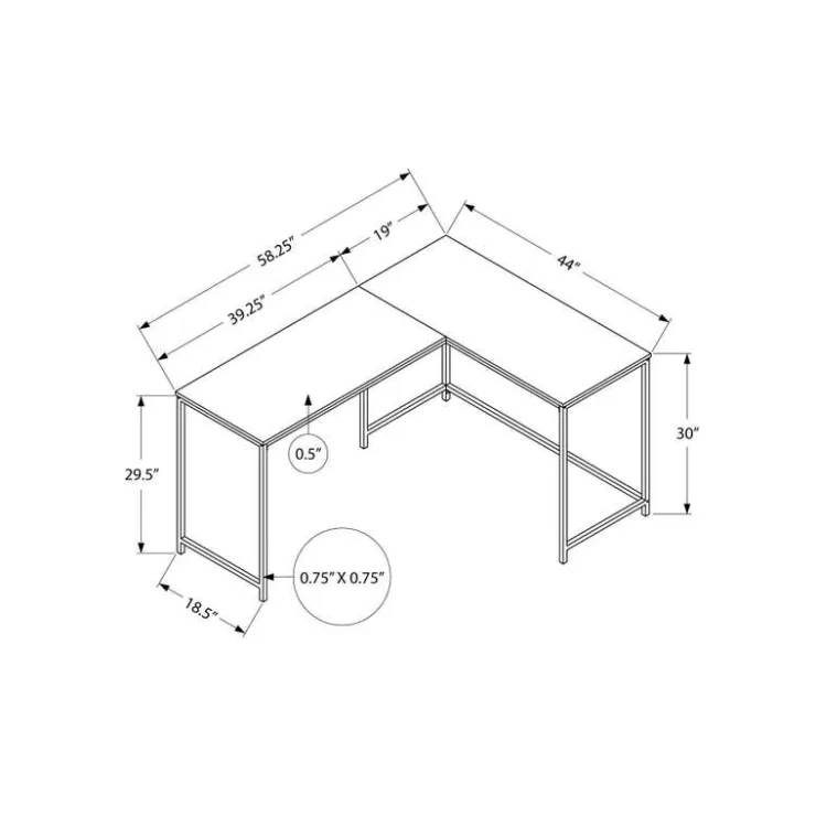 Monarch Computer desk - l-shaped / corner / metal base - 58"l x 44"w - wood-l - Natural New