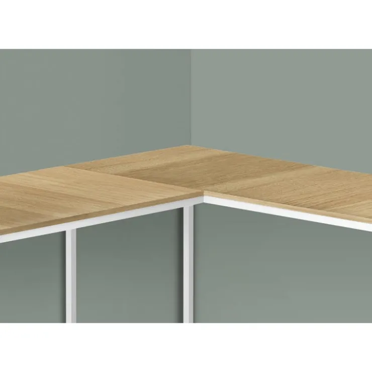 Monarch Computer desk - l-shaped / corner / metal base - 58"l x 44"w - wood-l - Natural New