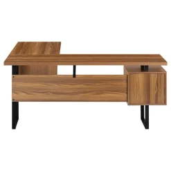Monarch Computer desk - l-shaped / corner / 3 drawers / metal legs / reversible - 71" - Walnut Discount