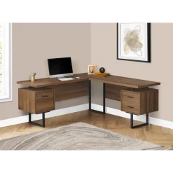 Monarch Computer desk - l-shaped / corner / 3 drawers / metal legs / reversible - 71
