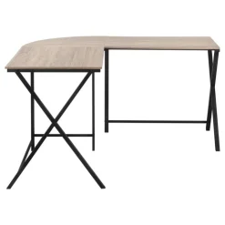 Monarch Computer desk - l-shaped / rounded corner / metal base with x-shaped sides - - Dark Taupe Discount