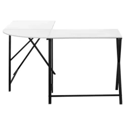 Monarch Computer desk - l-shaped / rounded corner / metal base with x-shaped sides - - White Clearance