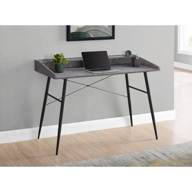 Monarch Computer desk - small hutch / 2 storage cubbies / 1 shelf - 48"l - stone - Grey Best