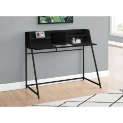 Monarch Computer desk - small hutch / 1 shelf / trapezoid-shaped legs - 48"l - - Black Clearance