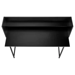 Monarch Computer desk - small hutch / 1 shelf / trapezoid-shaped legs - 48"l - - Black Clearance