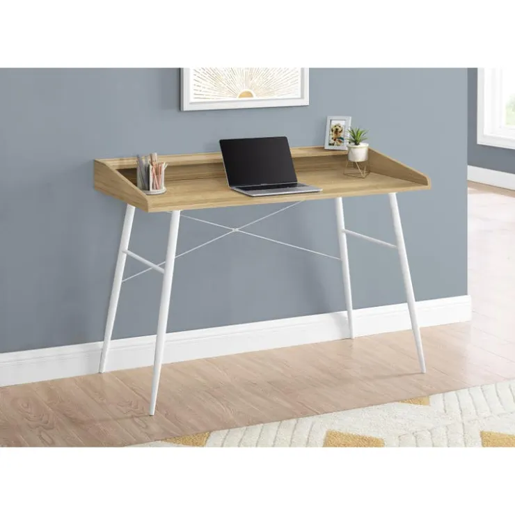 Monarch Computer desk - small hutch / 2 storage cubbies / 1 shelf - 48"l - wo - Natural Clearance