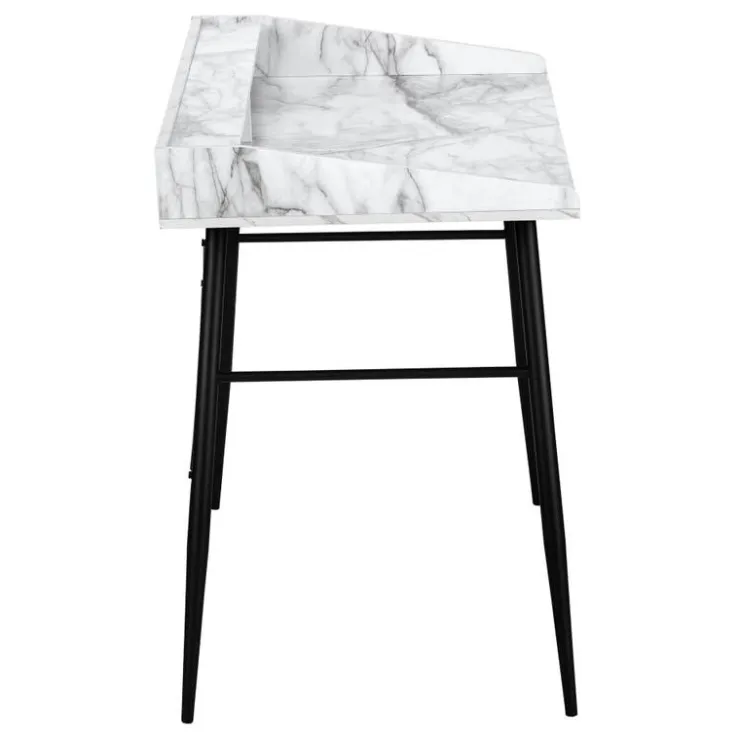 Monarch Computer desk - small hutch / 2 storage cubbies / 1 shelf - 48"l - marb - White Online
