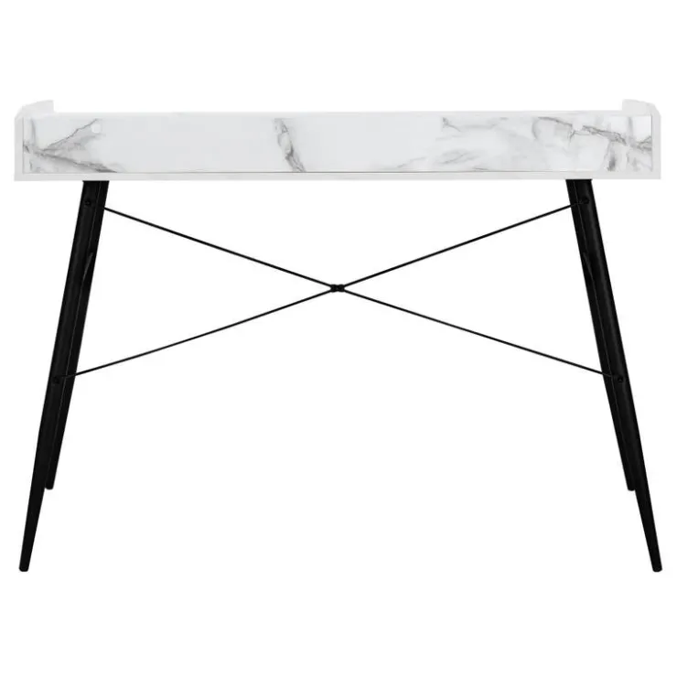 Monarch Computer desk - small hutch / 2 storage cubbies / 1 shelf - 48"l - marb - White Online