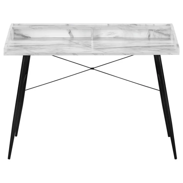 Monarch Computer desk - small hutch / 2 storage cubbies / 1 shelf - 48"l - marb - White Online