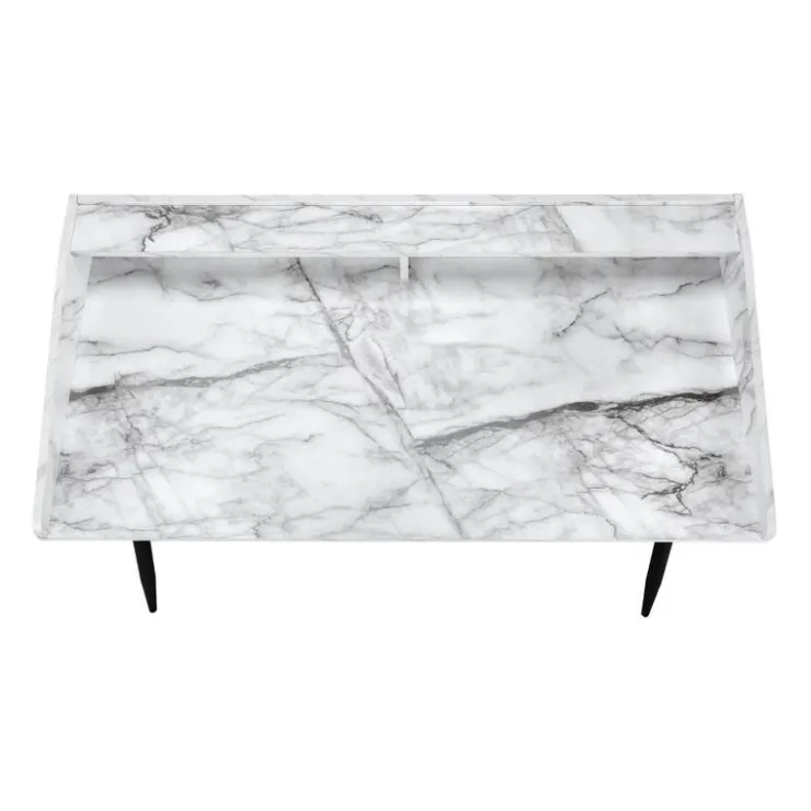 Monarch Computer desk - small hutch / 2 storage cubbies / 1 shelf - 48"l - marb - White Online