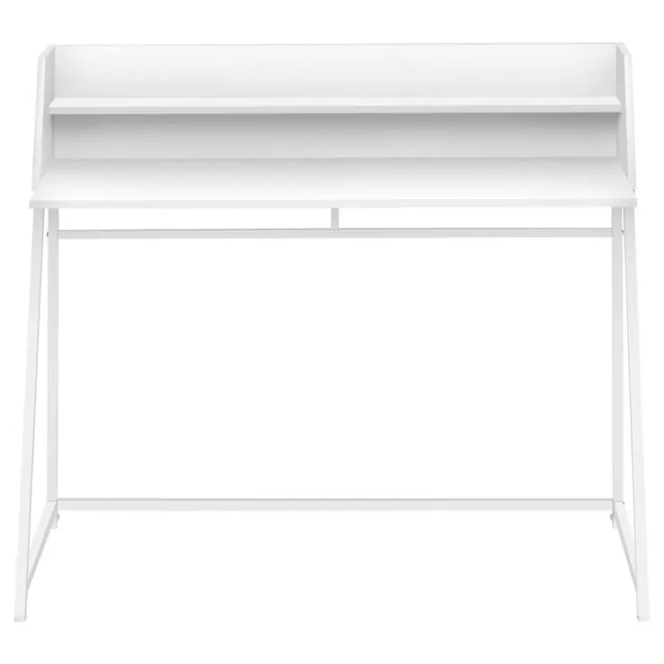 Monarch Computer desk - small hutch / 1 shelf / trapezoid-shaped legs - 48"l - - White New