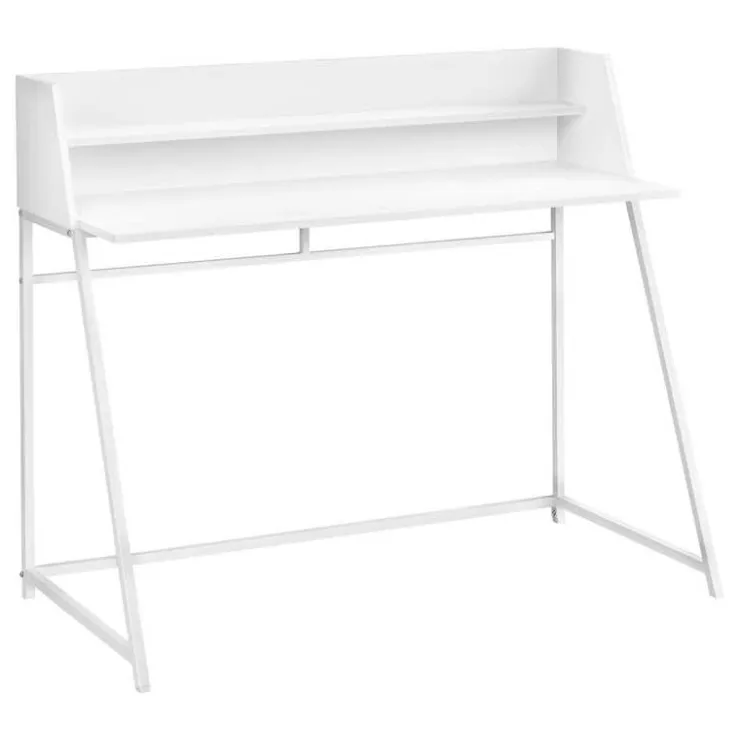 Monarch Computer desk - small hutch / 1 shelf / trapezoid-shaped legs - 48"l - - White New